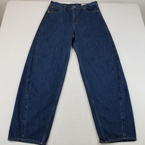 GAP Jeans Womens 14 Tall Blue Barrel High Rise Dark Rinse 100% Cotton - Picture 13 of 13